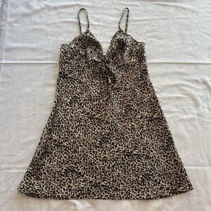 Sentiments Y2K Cheetah Print Satin Mini Slip Dress